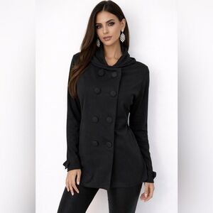 Silk Assets Black Top/blazer Size 1X Tie In Back Long Sleeve Double Breasted